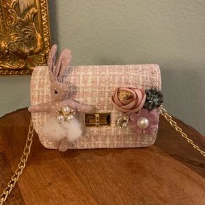 New designer like girls crossbody purse pink
